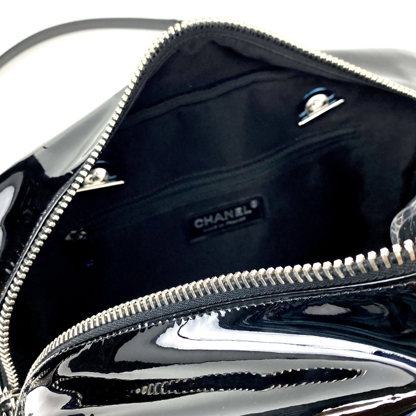 CHANEL Patent & Lambskin Leather Bowling Bag Chanel