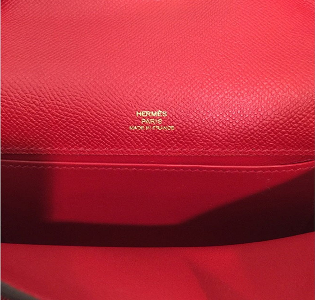 Hermès Kelly Pochette Mini Rouge Casaque Epsom GHW Bag Crowned Bag