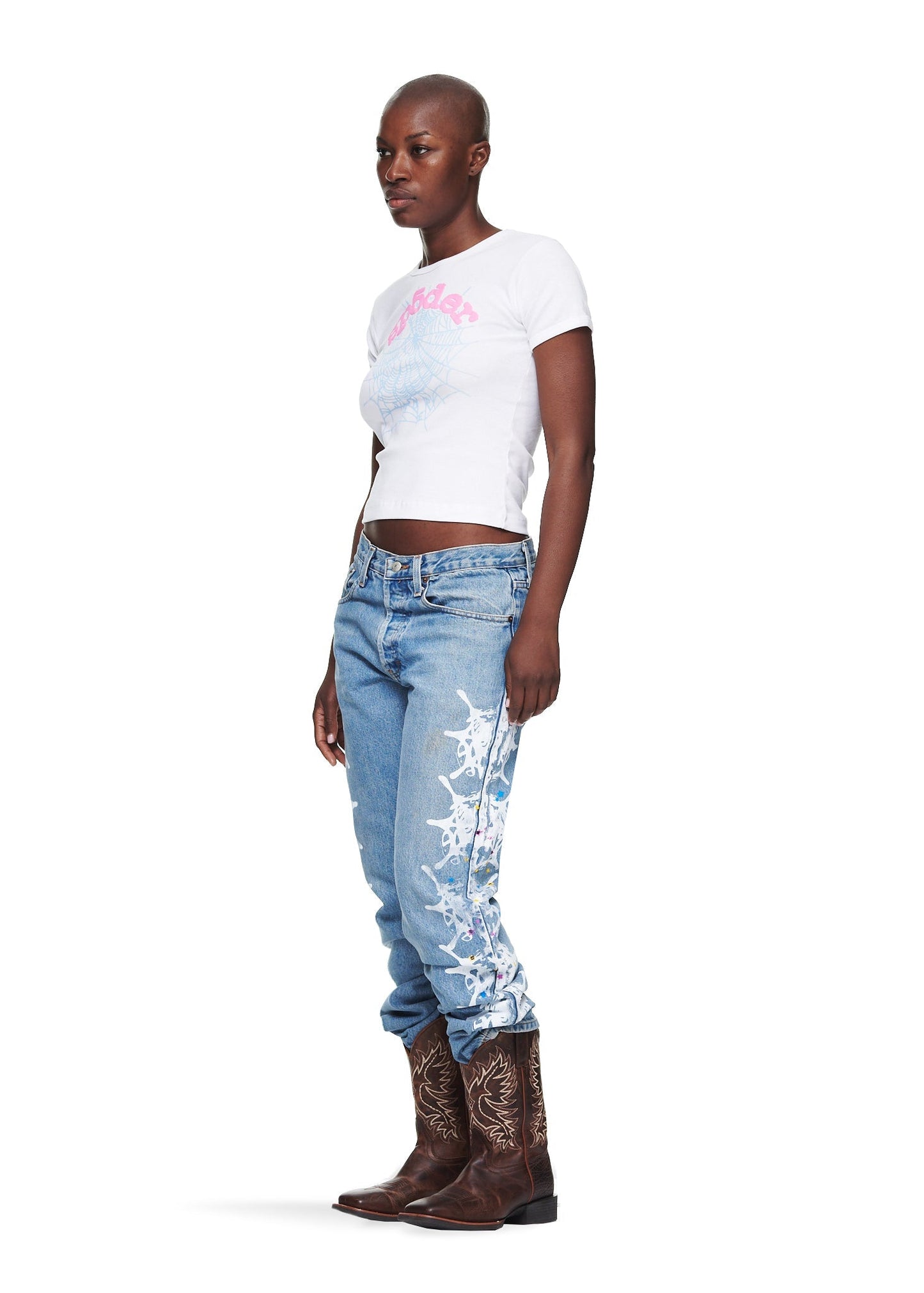 Sp5der White OG Web Baby Tee