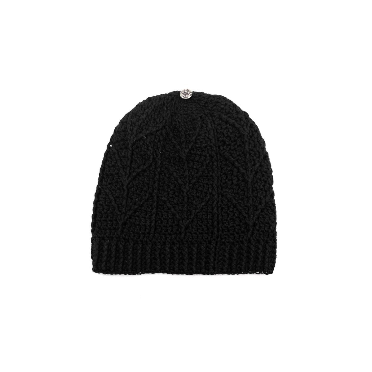 Chrome Hearts Cashmere Cross Leather Patch Beanie in Black