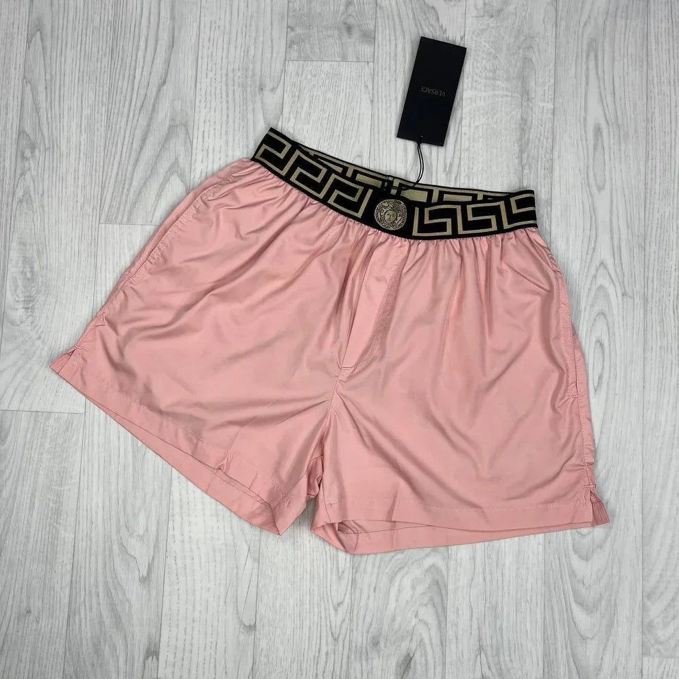 Versace Greca Border Swim Shorts Set Light Pink Men's Reps Sale UK Best Quality Sale AAA Replica