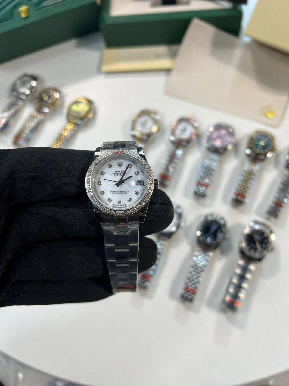 Rolex Lady-Datejust White Diamond Dial & Bezel Silver Bracelet Women's Watch Reps Sale UK Best Quality AAA Replica