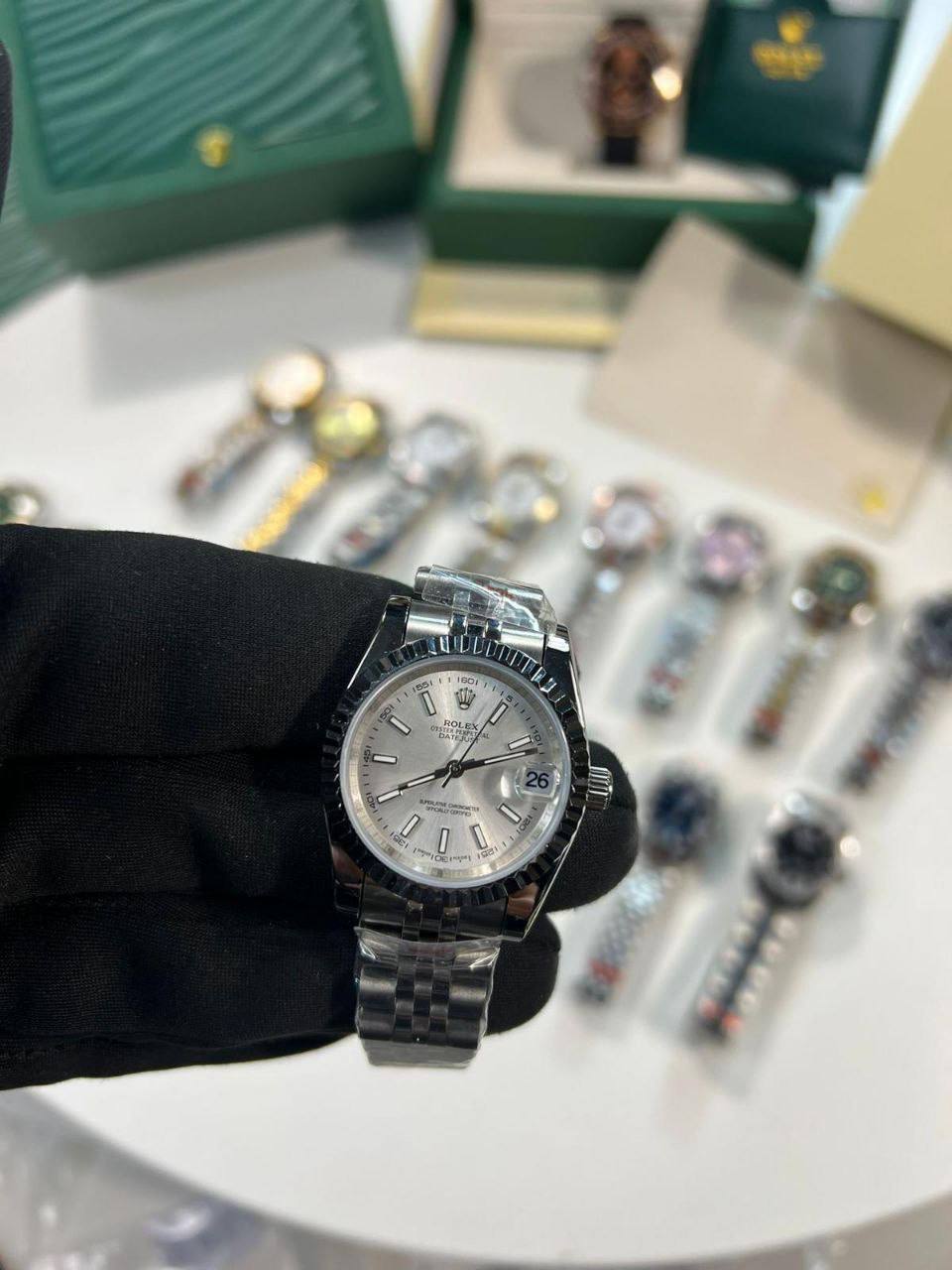 Rolex Lady-Datejust Silver Dial Fluted Bezel & Silver Jubilee Bracelet Women's Watch Reps Sale UK Best Quality AAA Replica