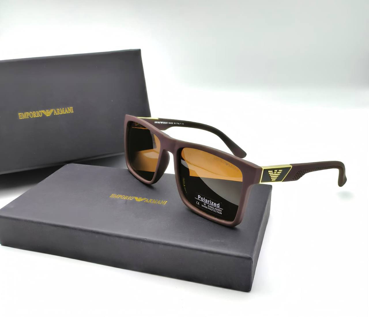 Emporio Armani EA4224 Rectangular Brown Sunglasses Men's Women's Reps Sale UK Best Quality Sale AAA Replica