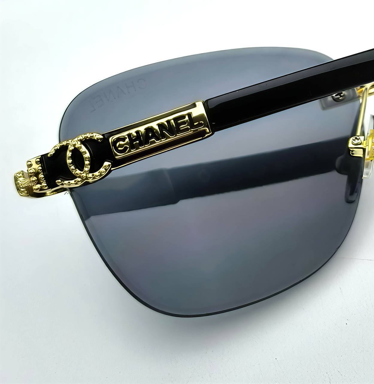 Chanel Rimless Rectangular Sunglasses in Black Men's Women's Reps Sale UK Best Quality Sale AAA Replica