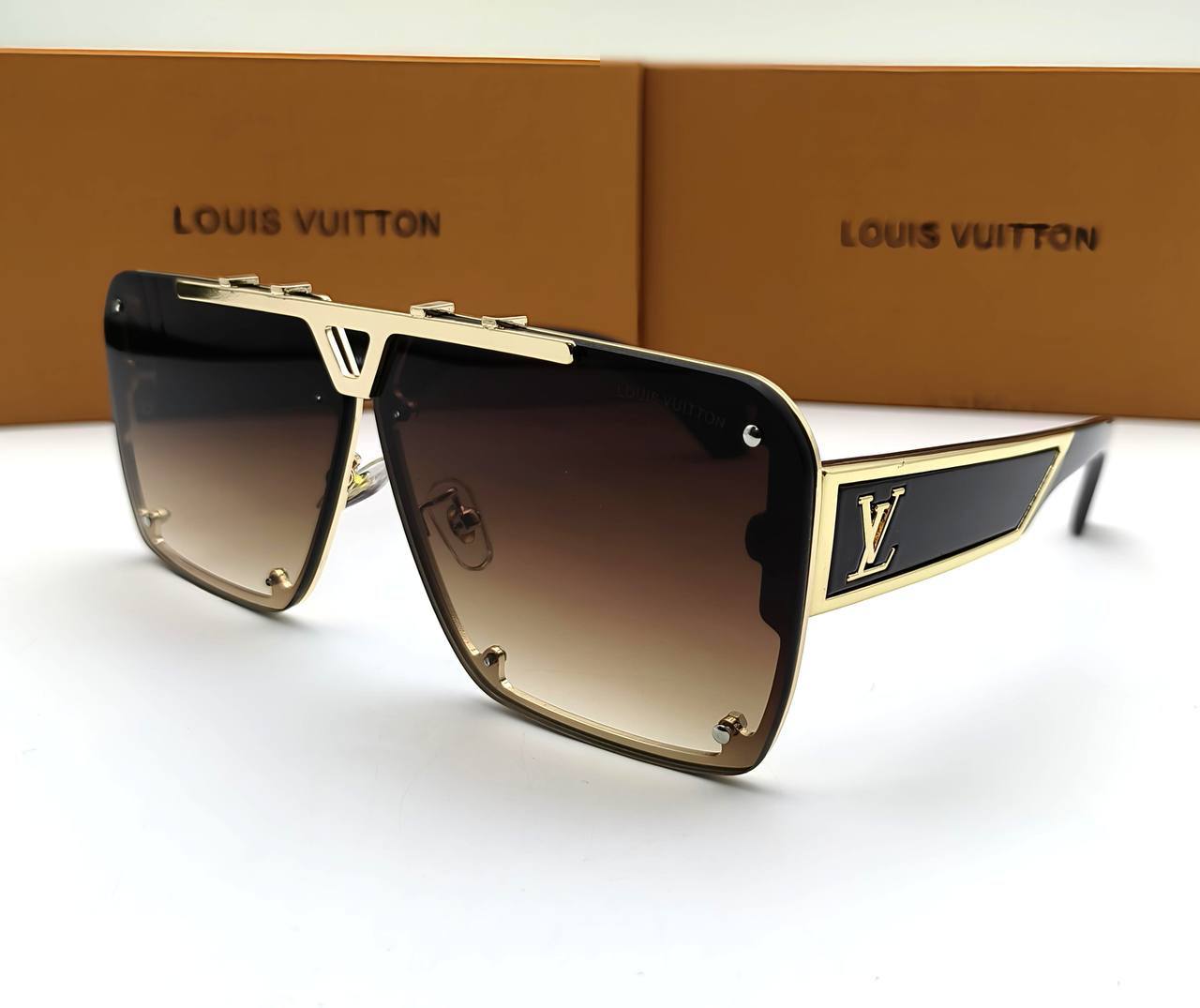 Louis Vuitton Cyclone Square Sunglasses Men's Women's in Brown Gradient Reps Sale UK Best Quality Sale AAA Replica