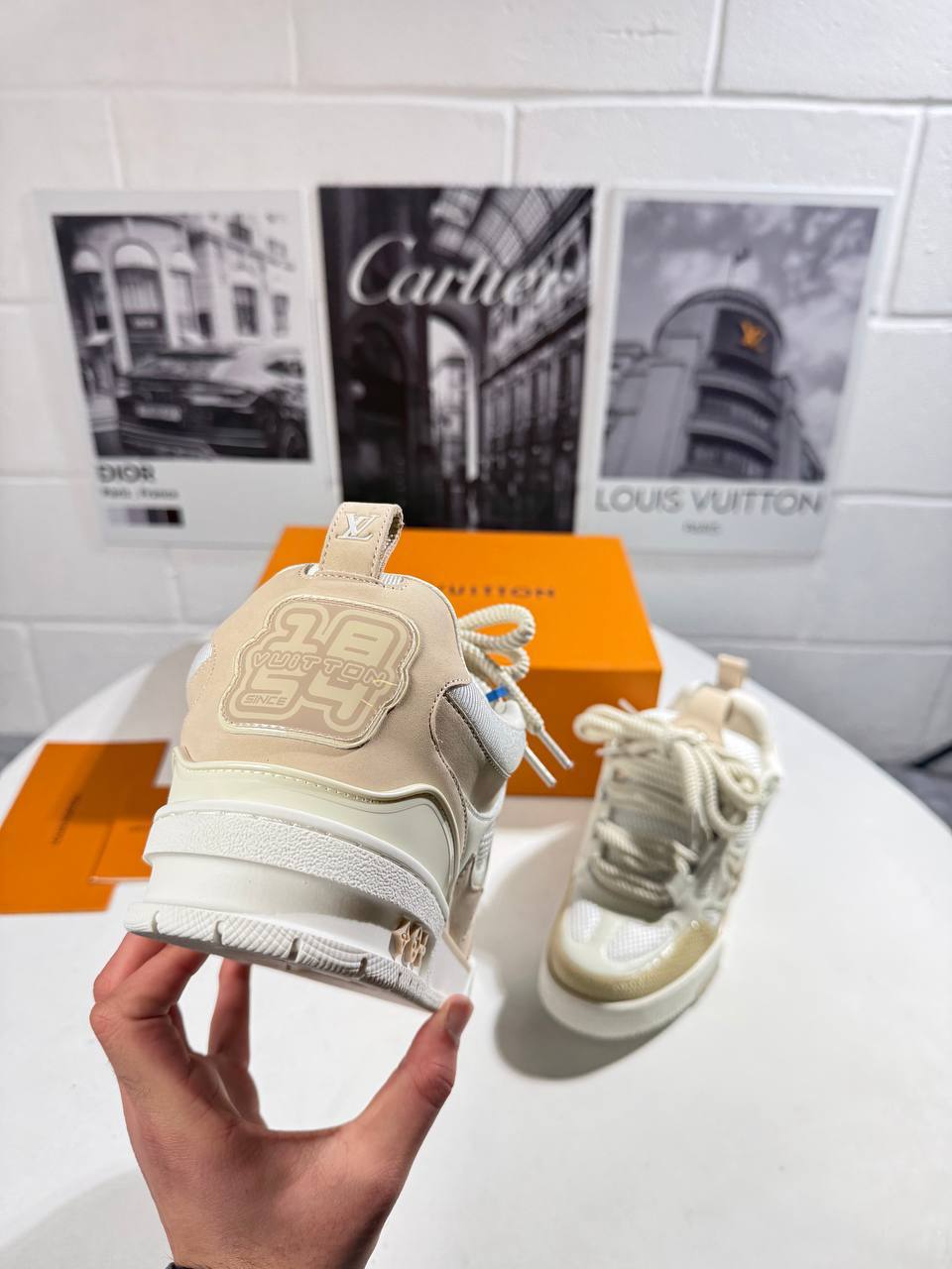 Louis Vuitton LV Skate Beige/White Men's Sneakers Reps Sale UK Best Quality AAA Replica