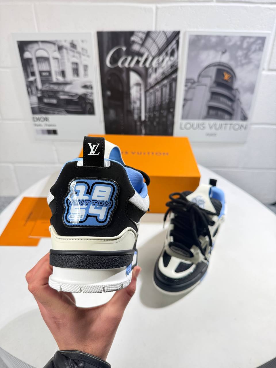 Louis Vuitton LV Skate Black/White/Light Blue Men's Sneakers Reps Sale UK Best Quality AAA Replica