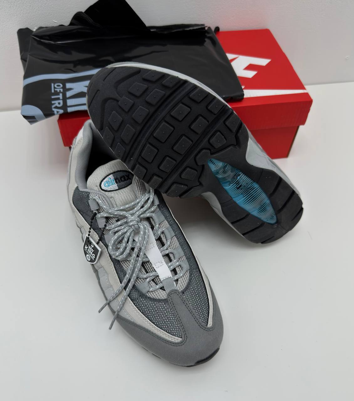 Nike Air Max 95 "Retro Logo Grey Black Blue" Trainers Men's Reps Sale UK Best Quality AAA Replica