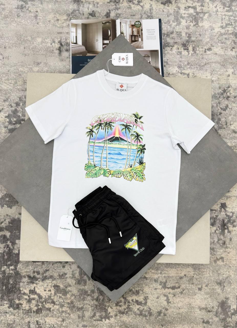 Casablanca Volcano Printed Men's T-Shirts & Shorts Set in Different Colors Reps Sale UK Best Quality AAA Replica