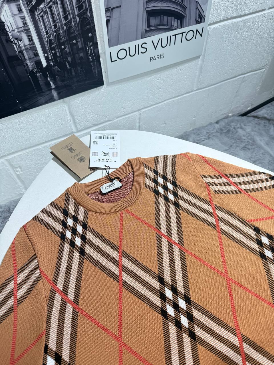 Burberry Check Wool-Blend Men's Women's Jumper in Brown Color Reps UK Best Quality AAA Replica
