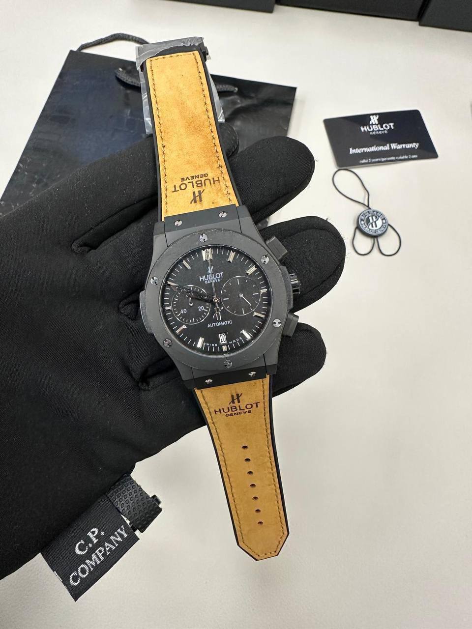 Hublot Big Bang Men's Watch in Stainless Steel with Tan Leather Strap UK Replica AAA Best Quality Reps