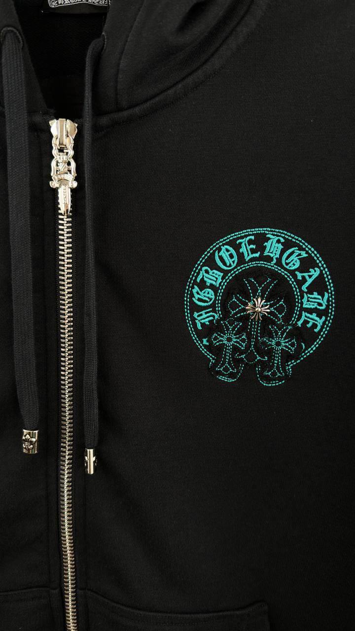 Chrome Hearts Full Zip Horseshoe Logo Hoodie Men's Women's in Black Color Reps Sale UK Best Quality AAA Replica