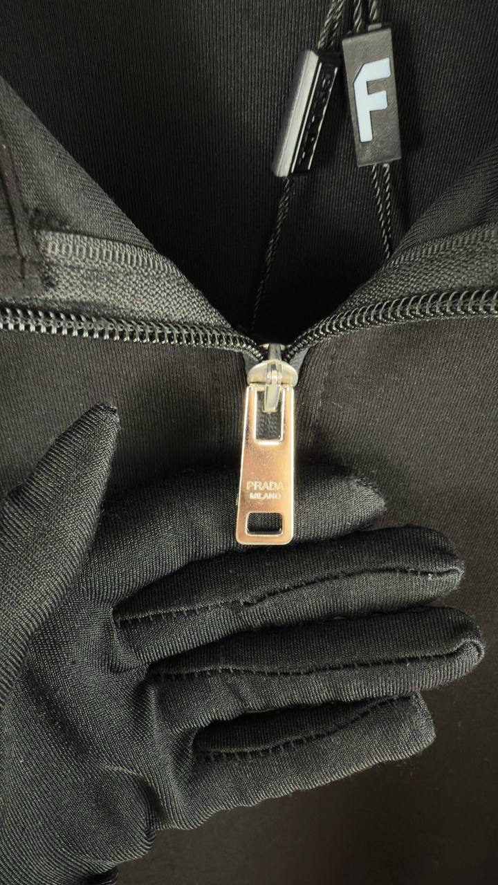Prada Enameled Metal Triangle Logo Cotton Half-Zip Jumpers Men's Women's in Different Colors Reps UK Best Quality AAA Replica