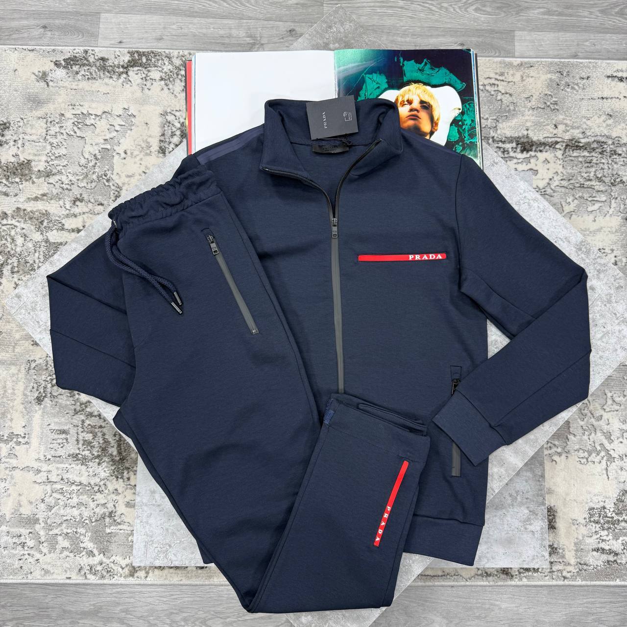 Prada Full-Zip Red Stripe Logo Accent Tracksuits in Different Colors Reps Sale UK Best Quality AAA Replica