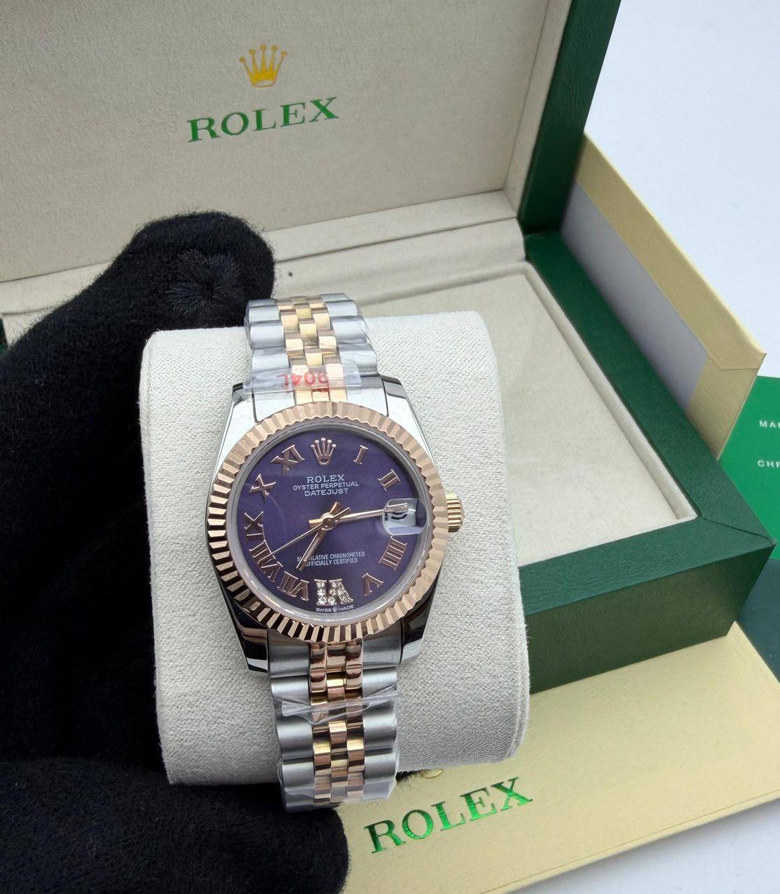 Rolex Lady-Datejust Deep Purple Dial Fluted Bezel Two Tone Jubilee Bracelet Women's Watch Reps Sale UK Best Quality AAA Replica