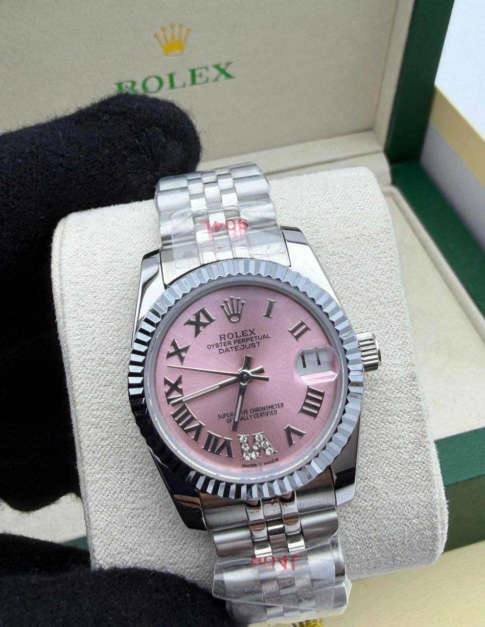 Rolex Lady-Datejust Pink Dial Fluted Bezel Silver Jubilee Bracelet Women's Watch Reps Sale UK Best Quality AAA Replica