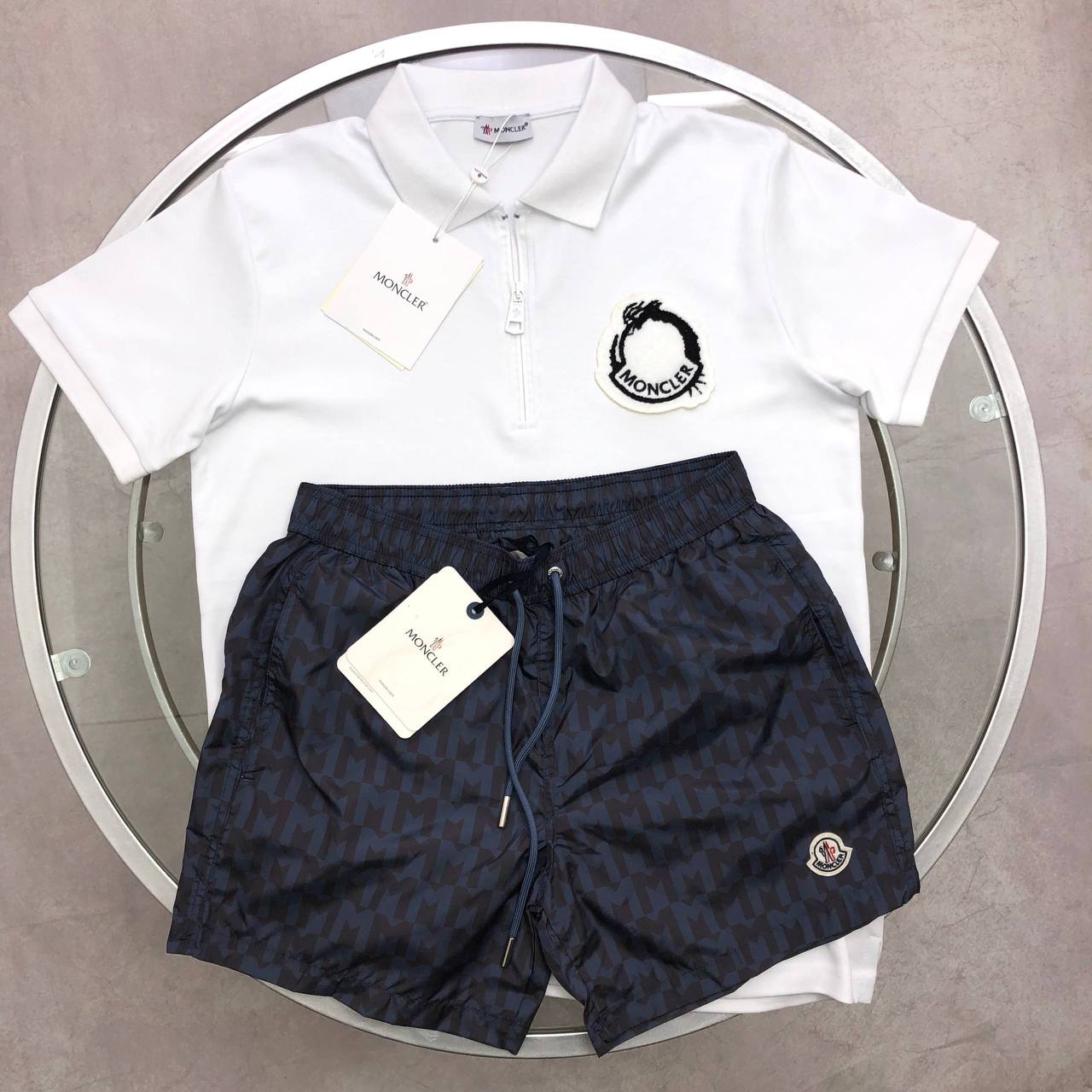 Moncler Year of the Dragon Half-Zip Polo Shirts & Shorts Set Men's in Different Colors Reps Sale UK Best Sale Quality AAA Replica