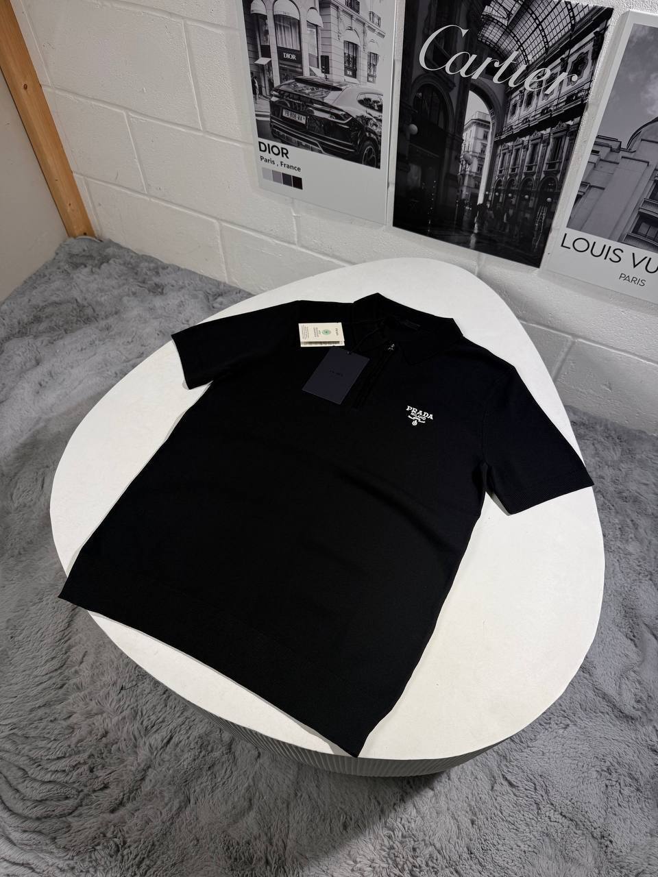 Prada Embroidered Logo Half-Zip Polo Shirts Men's in 2 Colors Reps Sale UK Best Quality AAA Replica