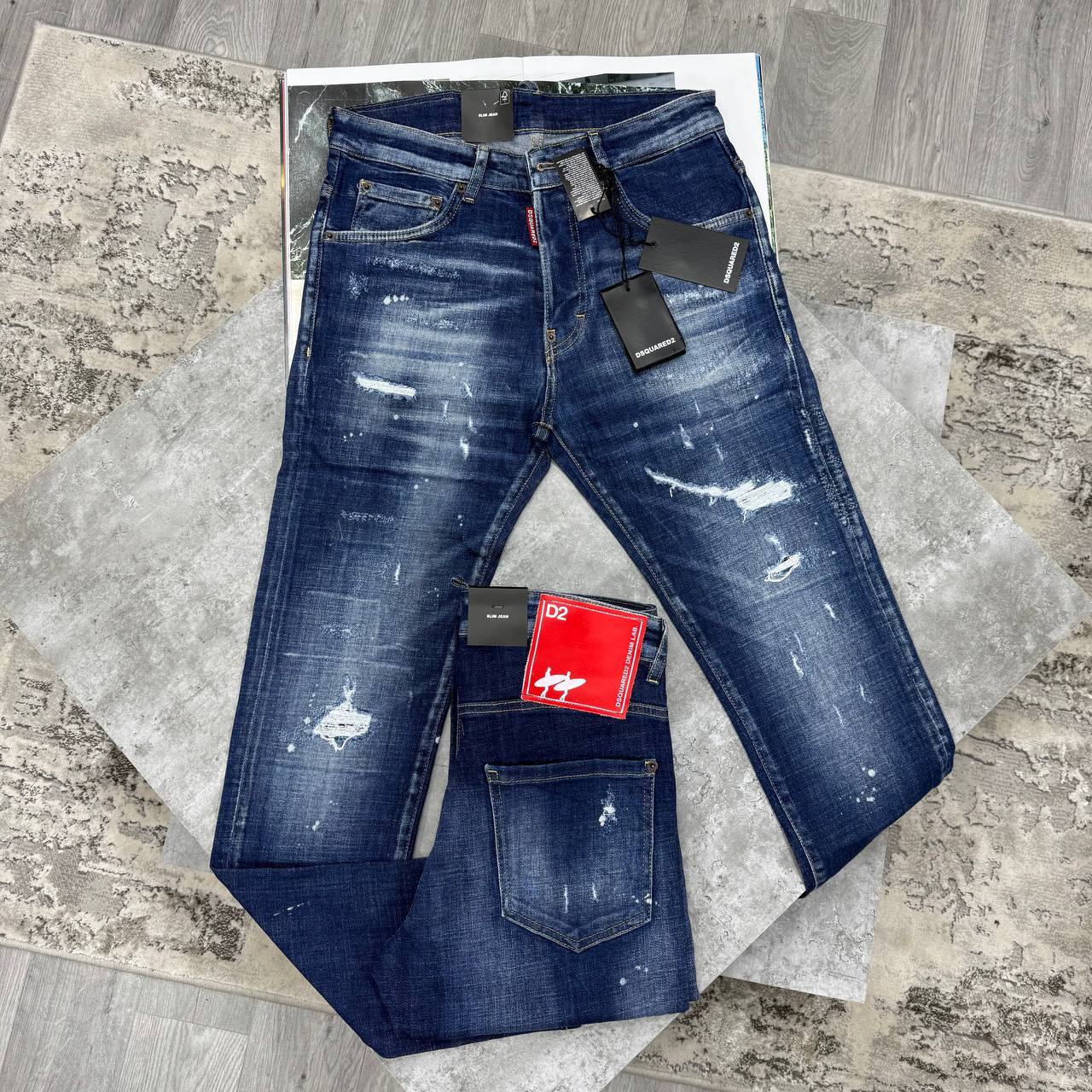 Dsquared2 Capsule Patch Slim Jeans Blue in Multiple Waist Sizes Reps Sale UK Best Quality AAA Replica