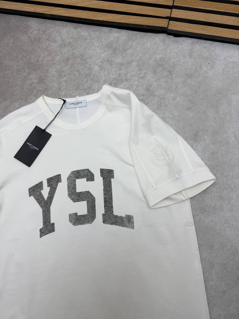 Saint Laurent YSL Logo Varsity Graphic Men's Women's T-Shirt in 2 Colors Reps Sale UK Best Quality AAA Replica