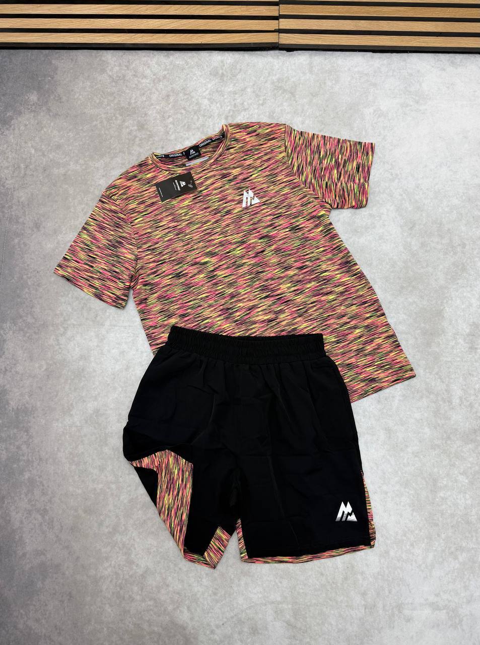 Montirex Trail 2.0 Activewear Running T-Shirts & Shorts Set in Pink & Yellow Multi Color Men's Reps Sale UK Best Quality AAA Replica