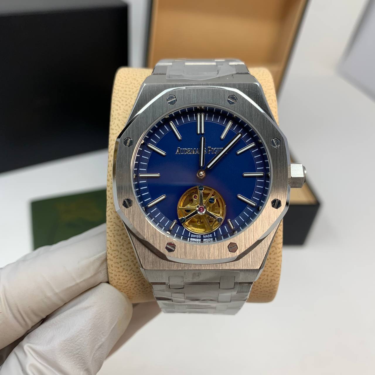 Audemars Piguet Royal Oak Selfwinding Flying Tourbillon Blue Dial Silver Bracelet Men's Watch Reps Sale UK Best Quality AAA Replica