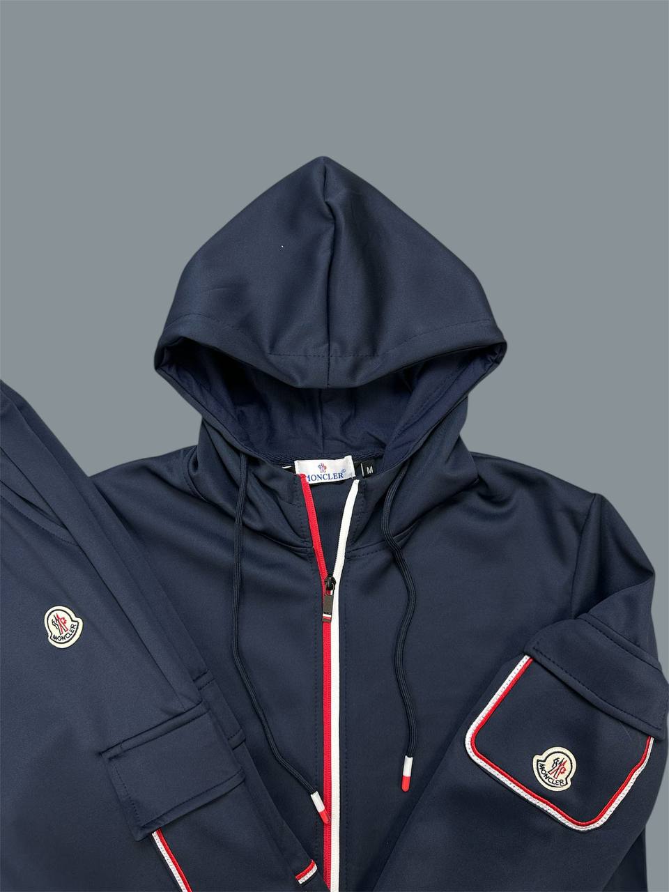 Moncler Hooded Red Trim on the Pockets Tracksuit in Different Colors Men's Reps Sale UK Best Quality AAA Replica