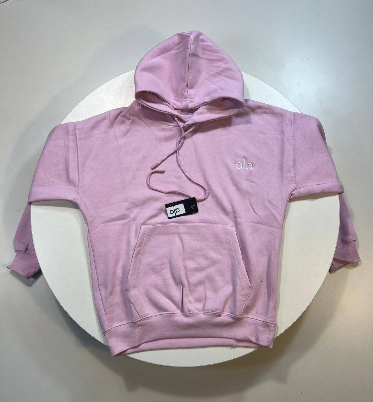 Alo Yoga Accolade Logo Women's Hoodie Pink Reps Sale UK Best Quality AAA Replica