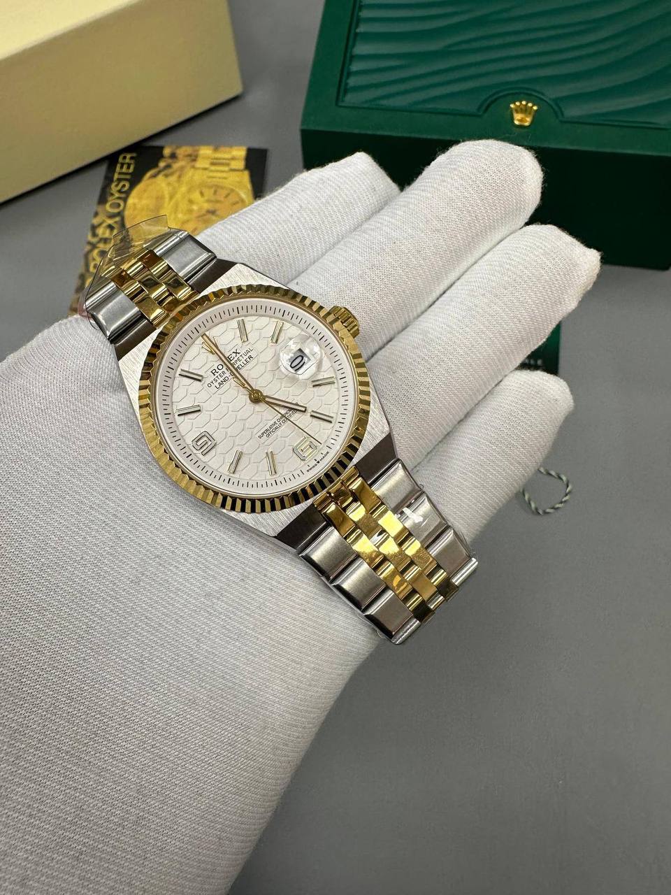 Rolex Land-Dweller Two-Tone White Textured Dial Watch Men's Reps Sale UK Best Quality AAA Replica