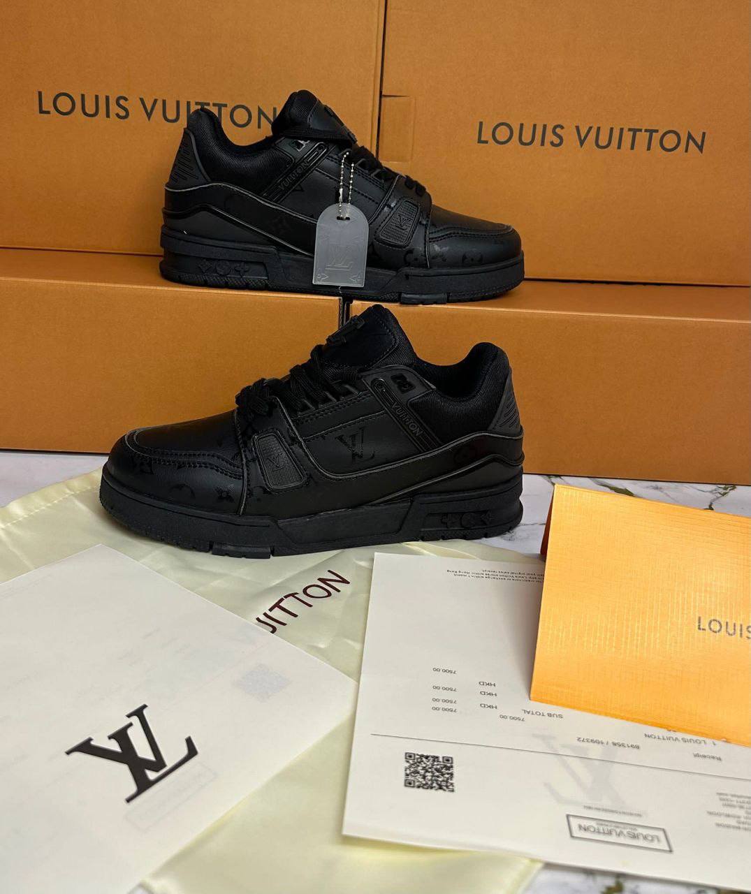 Louis Vuitton LV Monogram Embossed "Triple Black" 1AARF4 Men's Trainers Reps Sale UK Best Quality AAA Replica