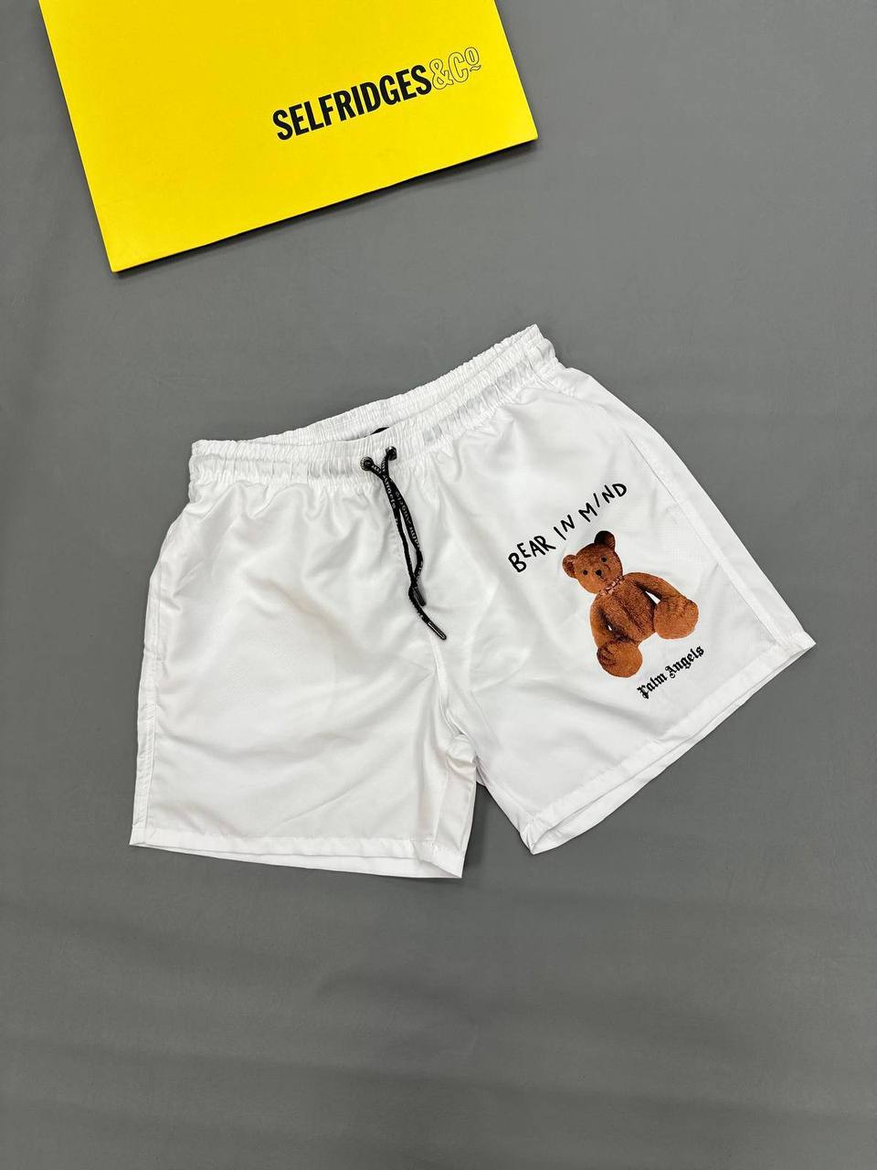 Palm Angels 'Bear In Mind' Teddy Graphic Print Swim Shorts in White Color Men's Reps Sale UK Best Quality AAA Replica