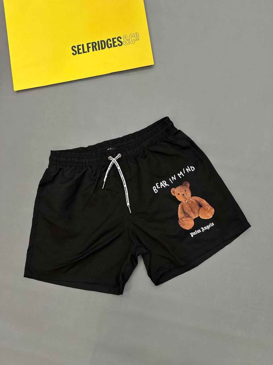 Palm Angels 'Bear In Mind' Teddy Graphic Print Swim Shorts in Black Color Men's Reps Sale UK Best Quality AAA Replica