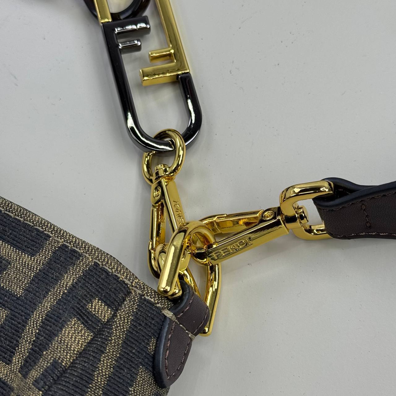 Fendi Brown FF Zucca Canvas O'Lock Zip Shoulder Women's Bag Reps Sale UK Best Quality AAA Replica