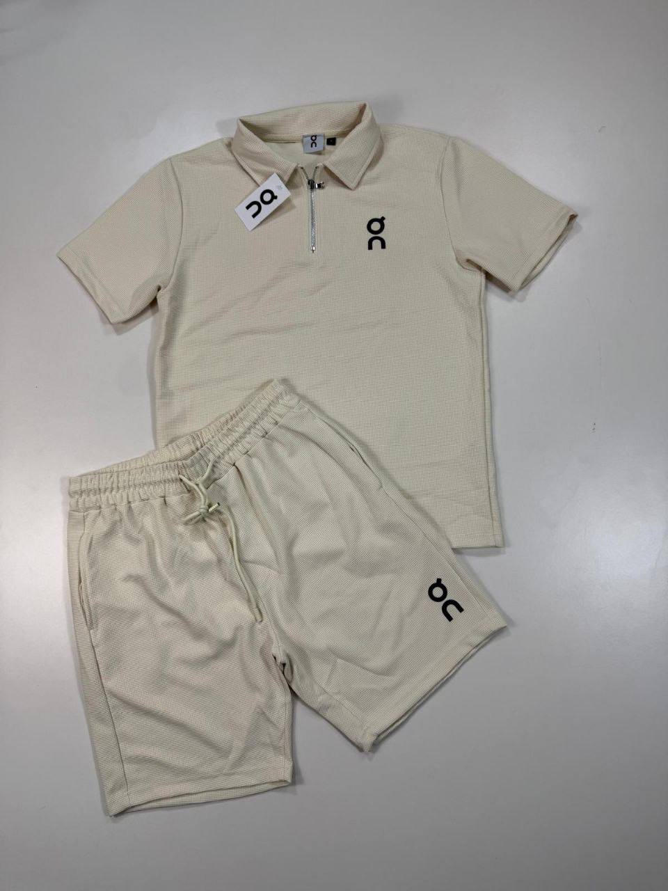 On Running Cloud Tech Knit Polo Shirts & Shorts Set in Beige Color Men's Reps Sale UK Best Quality AAA Replica