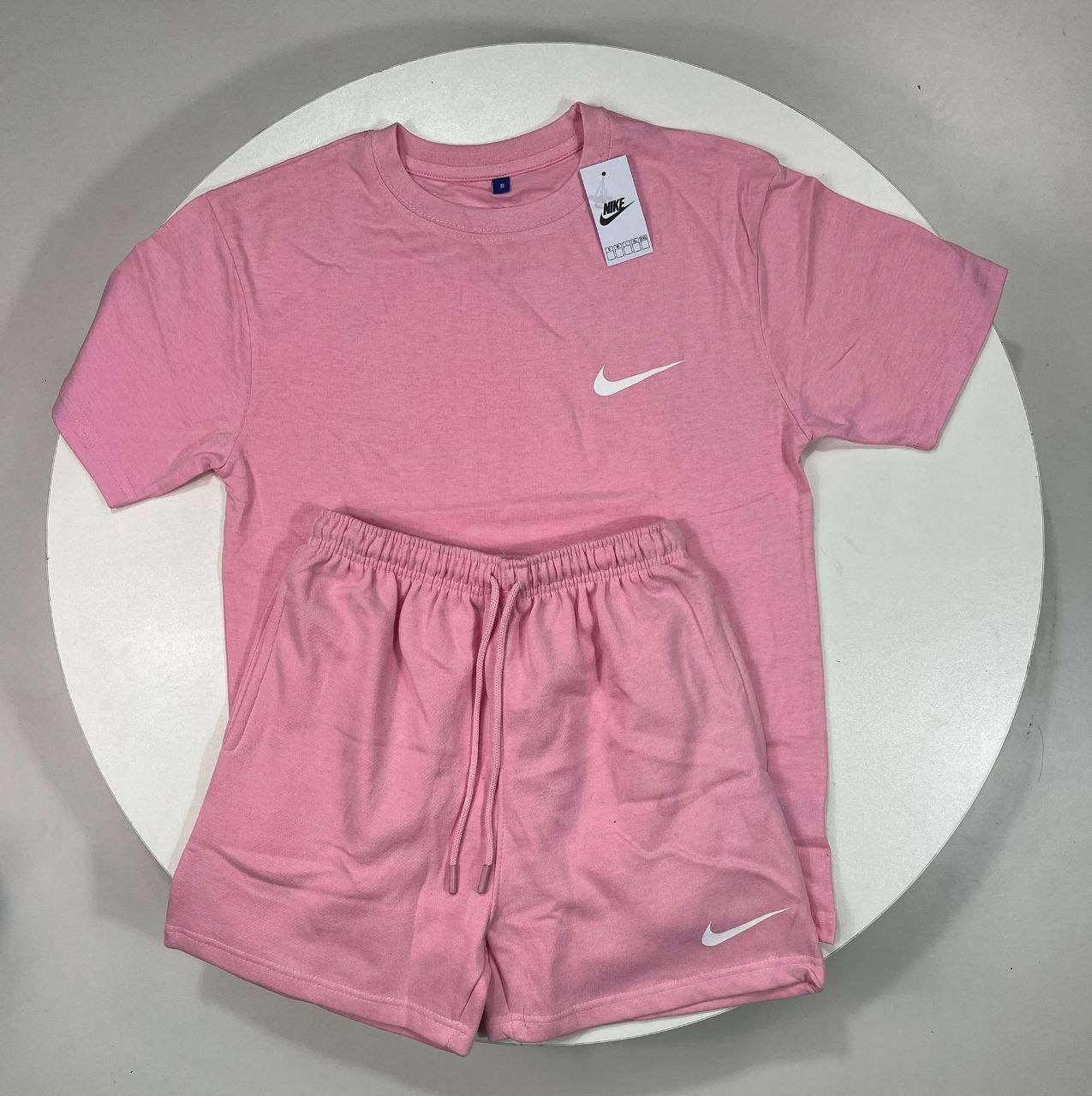 Nike Club Fleece Short-Sleeve T-Shirt & Shorts Set Pink Women's Reps UK Best Quality Sale AAA Replica