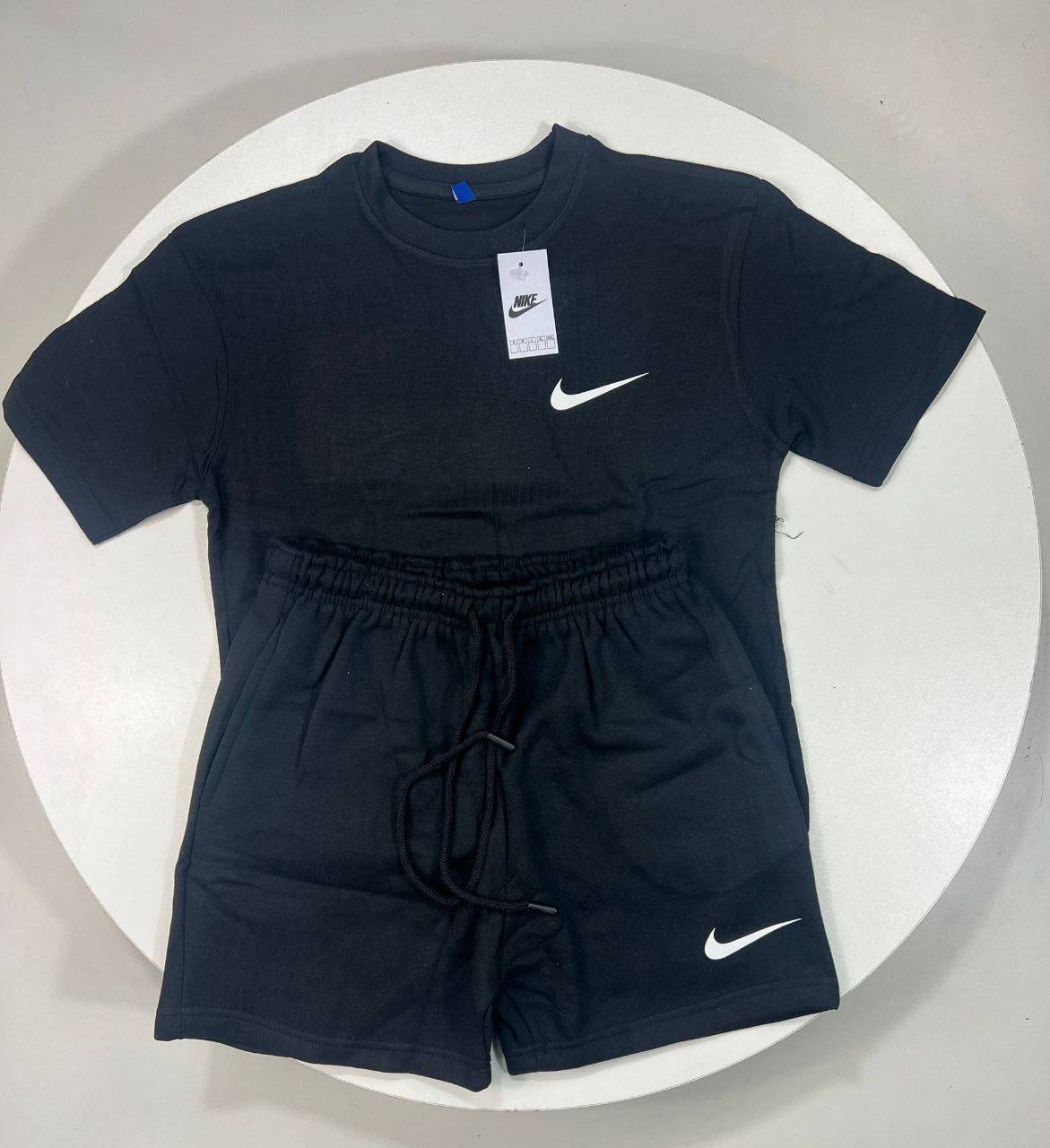 Nike Club Fleece Short-Sleeve T-Shirt & Shorts Set Black Women's Reps UK Best Quality Sale AAA Replica