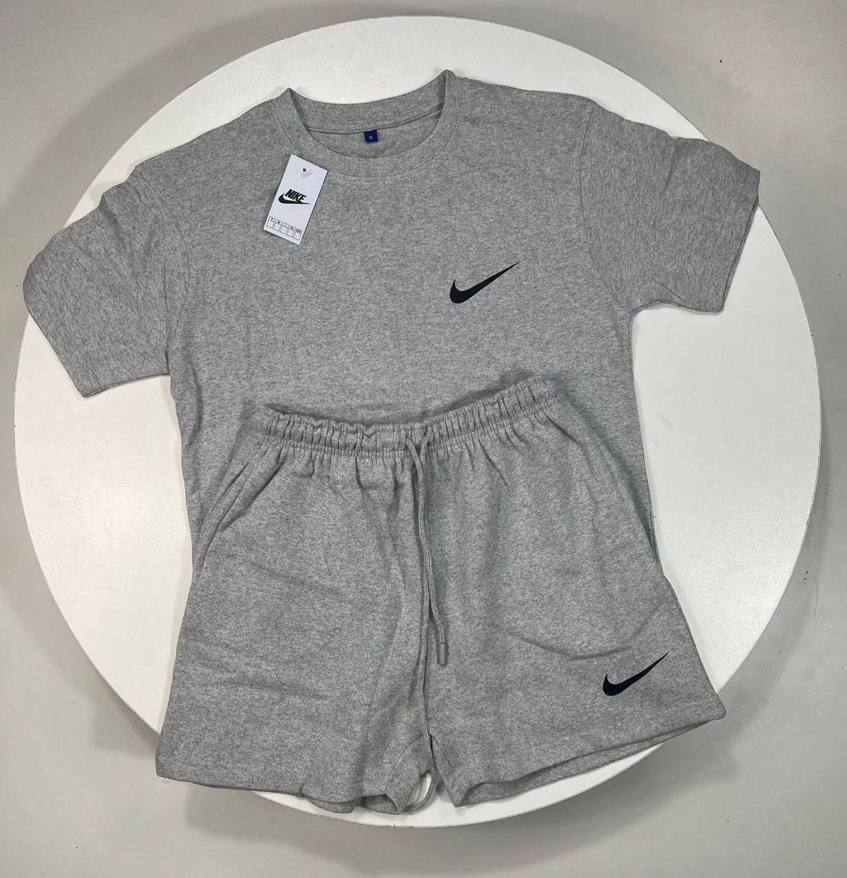 Nike Club Fleece Short-Sleeve T-Shirt & Shorts Set Grey Women's Reps UK Best Quality Sale AAA Replica