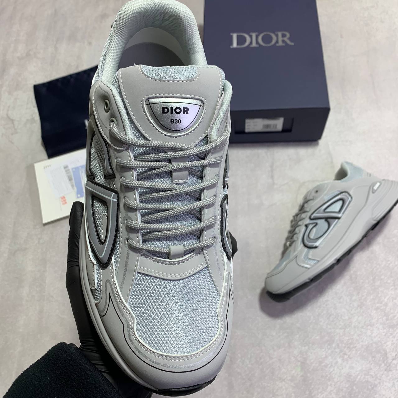 Dior B30 Gray Technical Mesh Men's Trainers 3SN279ZRD_H868 Reps Sale UK Best Quality AAA Replica