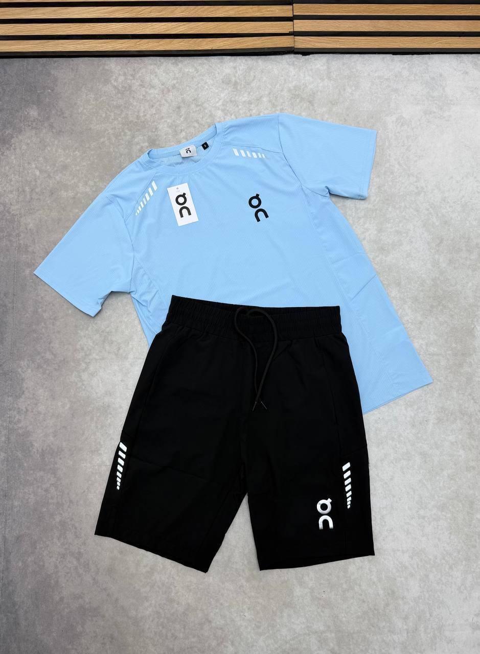 On Running Cloud Technical Performance T-Shirts & Shorts Set in Sky Blue Men's Reps Sale UK Best Quality AAA Replica