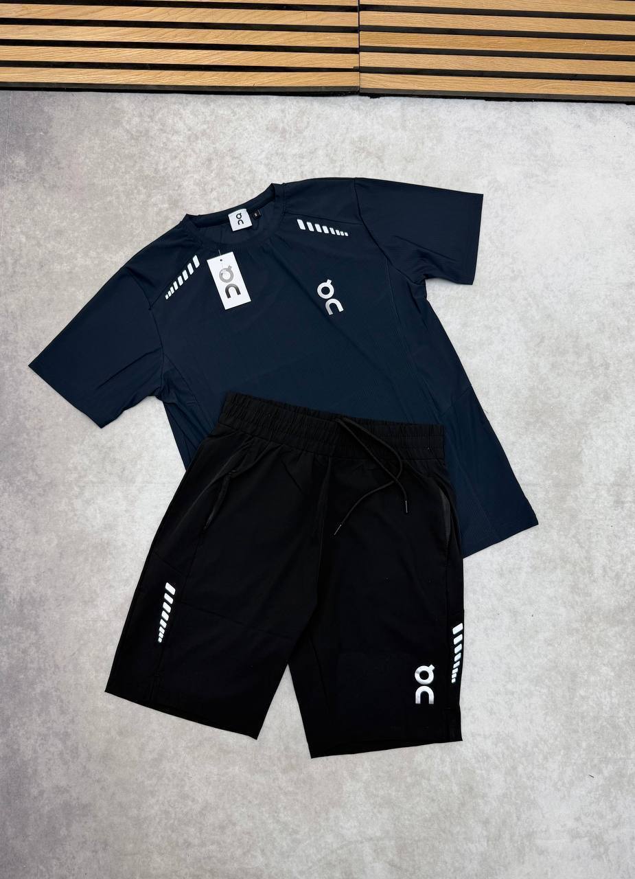 On Running Cloud Technical Performance T-Shirts & Shorts Set in Navy Blue Men's Reps Sale UK Best Quality AAA Replica