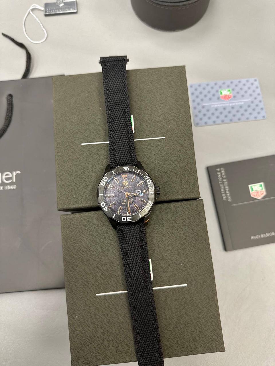 Tag Heuer Aquaracer Calibre 5 Black NATO Strap Black Dial Men's Watch Reps Sale UK Best Quality AAA Replica