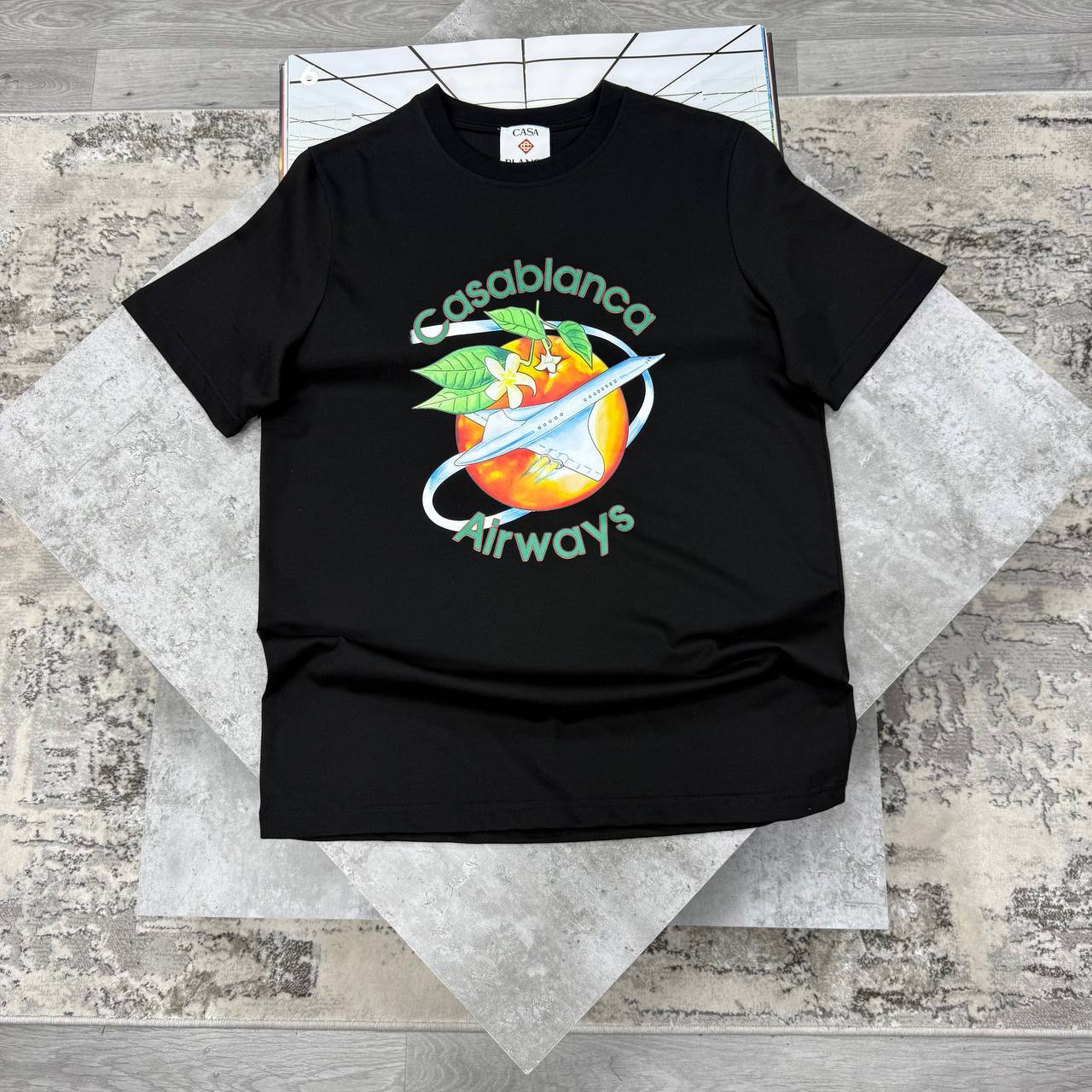 Casablanca Orbite Autour De L'Orange Men's Women's T-Shirts in 2 Colors Reps Sale UK Best Quality AAA Replica