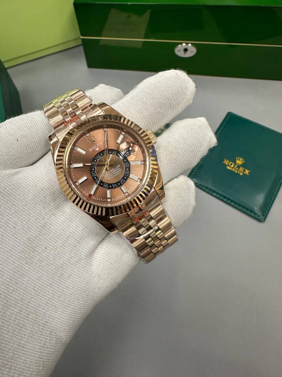 Rolex Sky-Dweller Chocolate Dial Rose Gold Jubilee Bracelet 336935 Men's Watch Reps Sale UK Best Quality AAA Replica