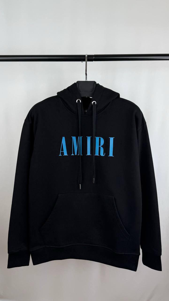 Amiri Core Blue Logo Hoodie Men's Women's in Black Color Reps Sale UK Best Quality Sale AAA Replica