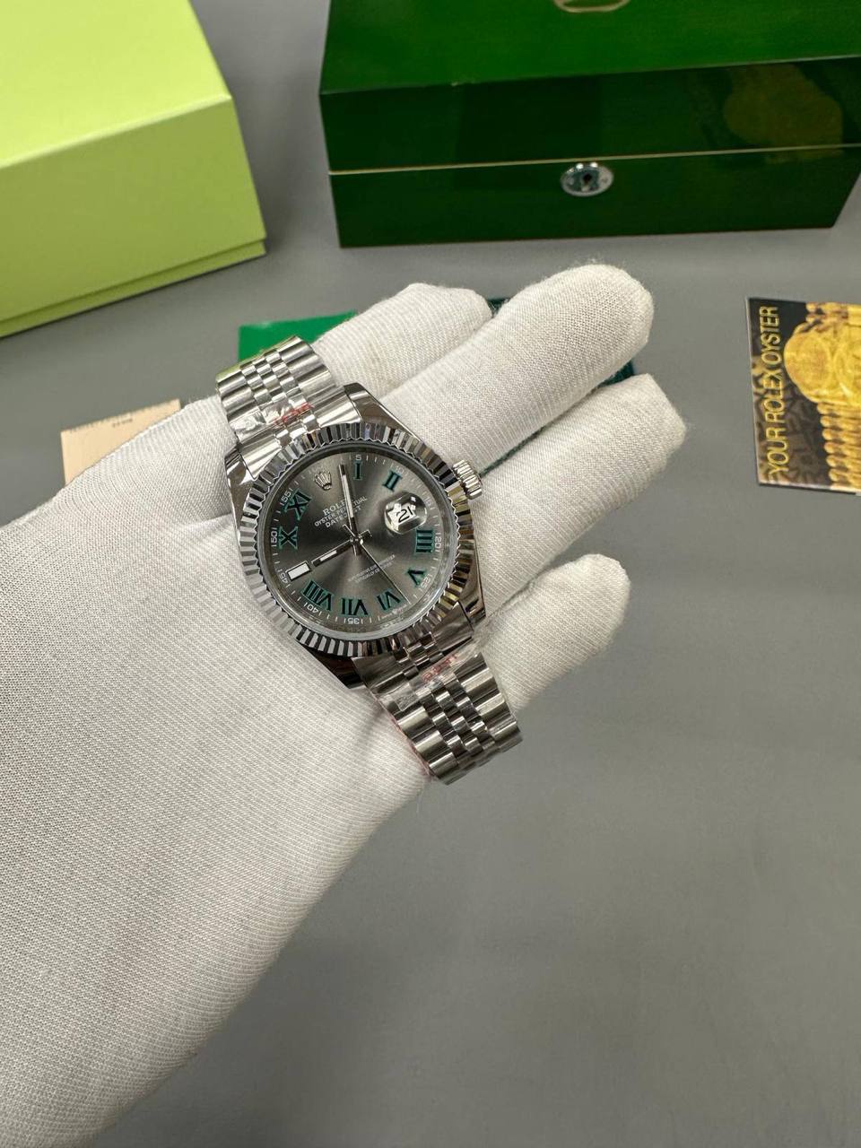 Rolex Datejust "Wimbledon" Grey Roman Dial Silver Jubilee Bracelet Men's Watch Reps Sale UK Best Quality AAA Replica