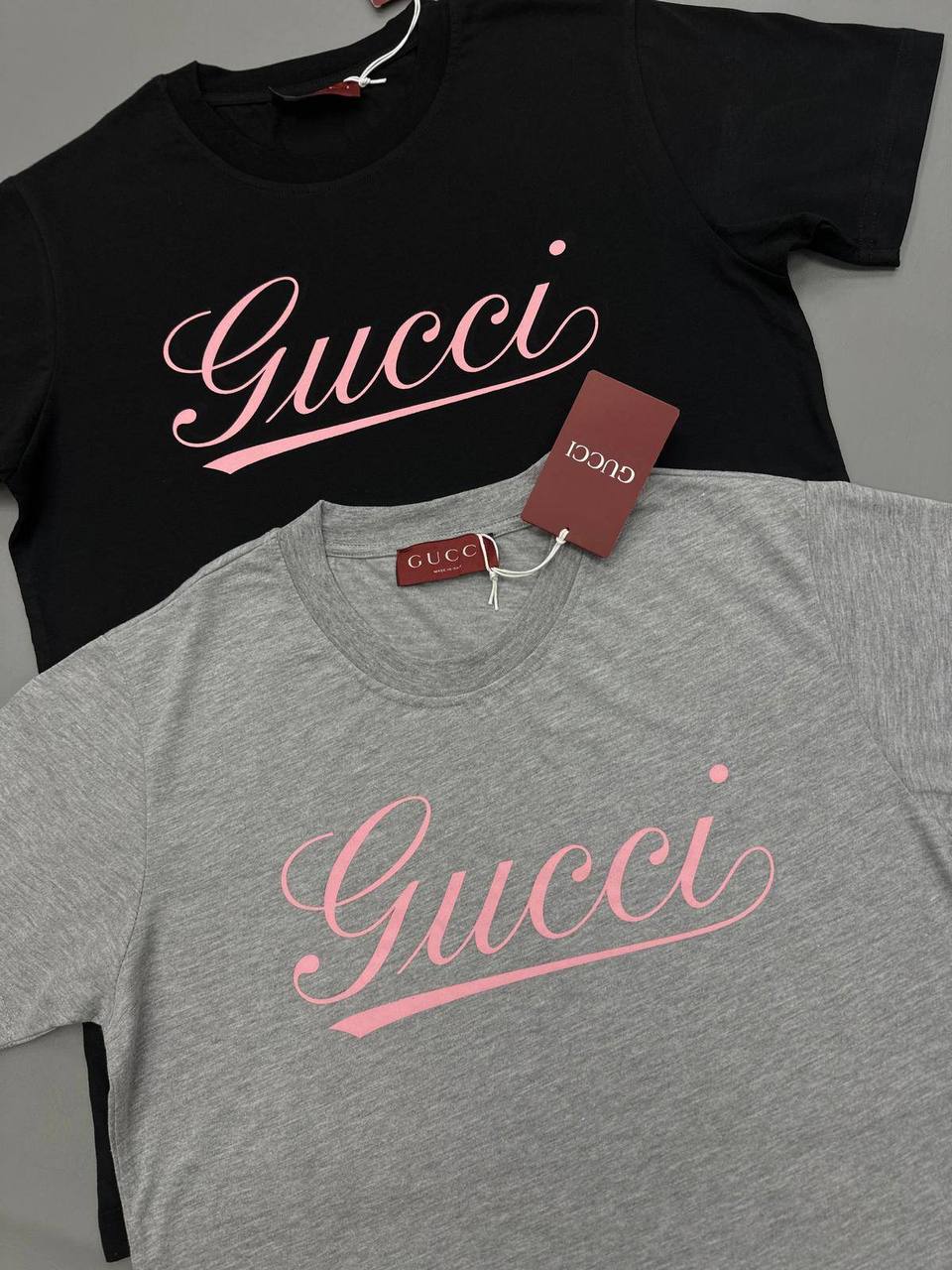 Gucci Pink Logo Print Cotton Men's Women's T-Shirts in 2 Colors Reps Sale UK Best Quality Sale AAA Replica