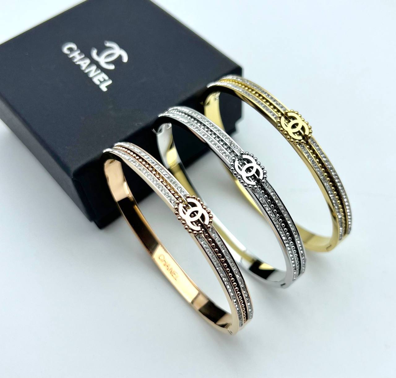 Chanel CC Logo Two Line Diamond Bracelet Women's in Different Colors Reps Sale UK Best Quality AAA Replica