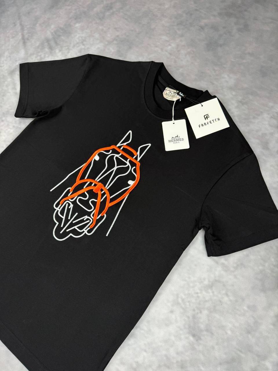 Hermes Horse's Head Patch Crewneck Men's Women's T-Shirts in 2 Colors Reps Sale UK Best Quality AAA Replica