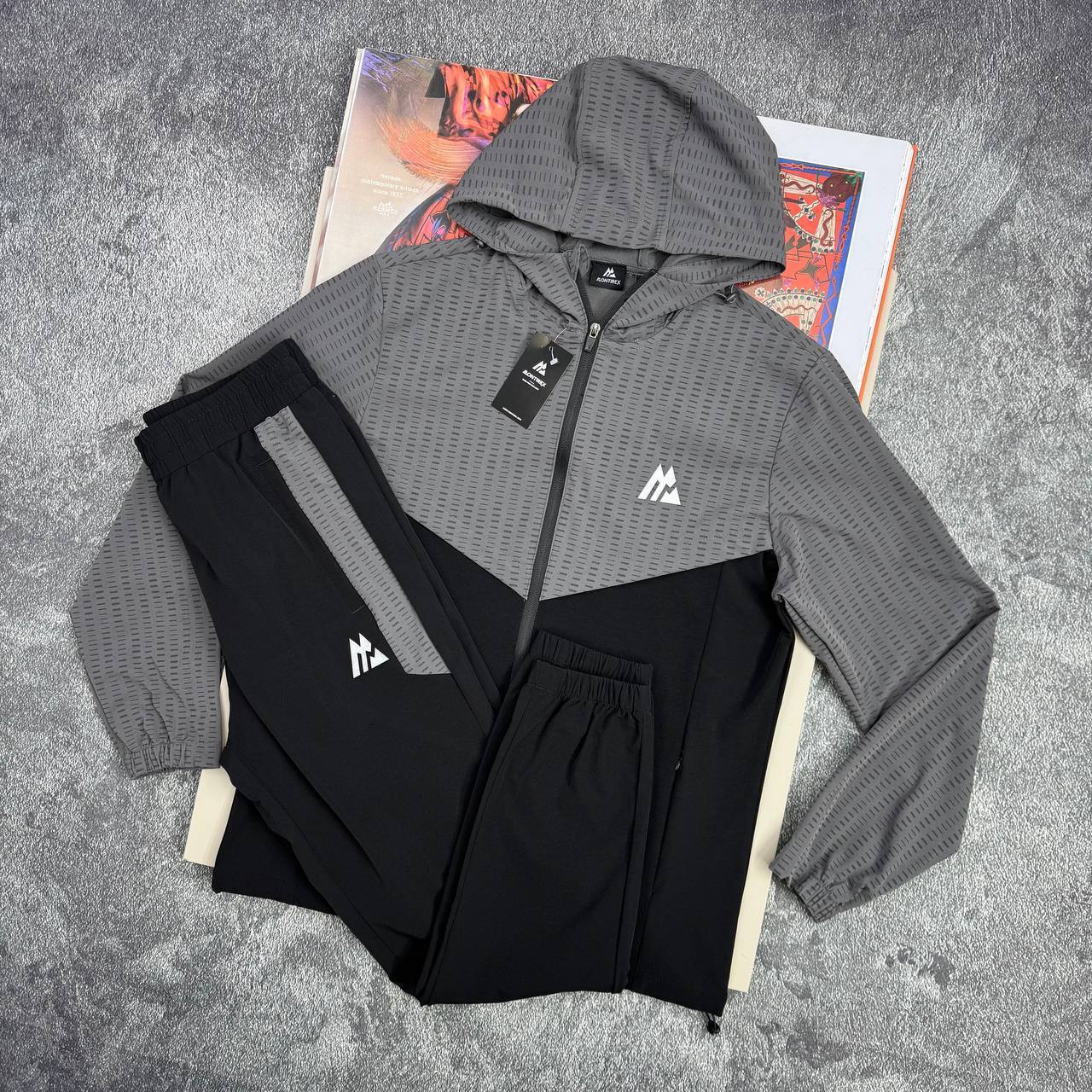Montirex Men's Two-Tone Technical Hooded Tracksuit in Grey / Black Colour Mens Reps Sale UK Best Quality AAA Replica